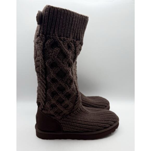 UGG Womens Classic Cardi Bootie US 8 EU 39 Brown Knit GUC - Picture 3 of 13
